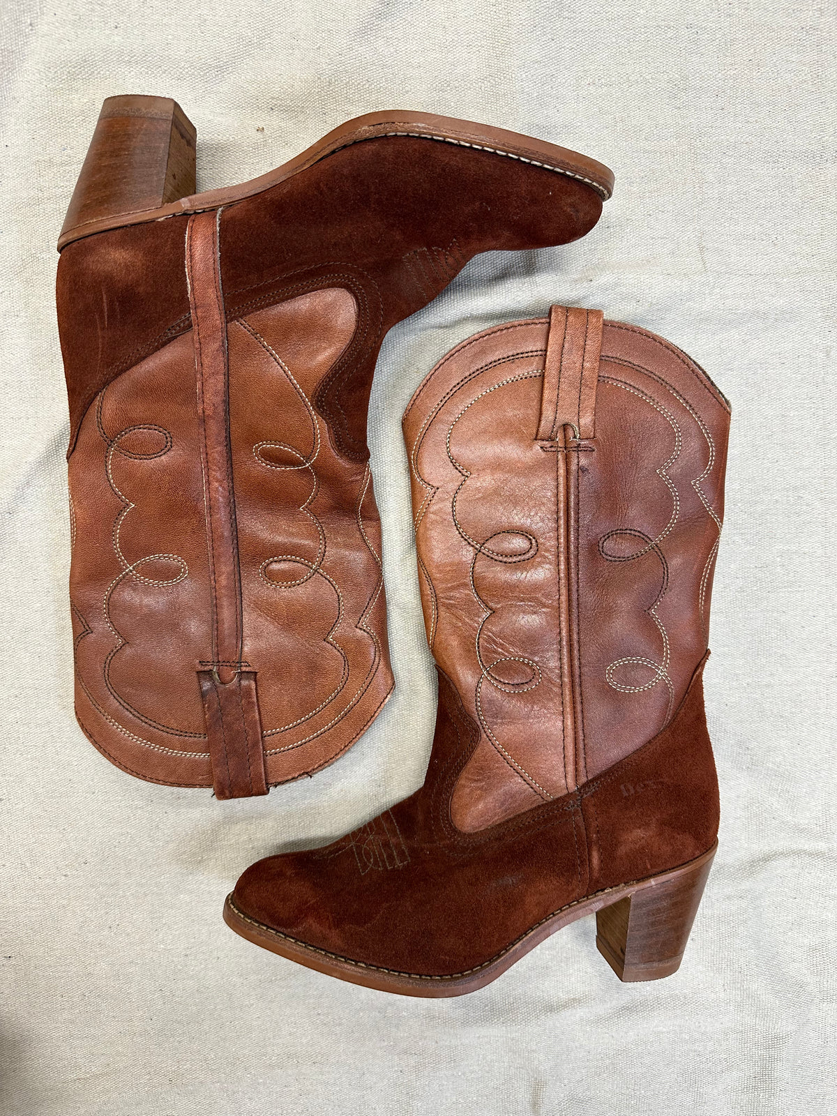 Brown Suede Toe Cowboy Boots