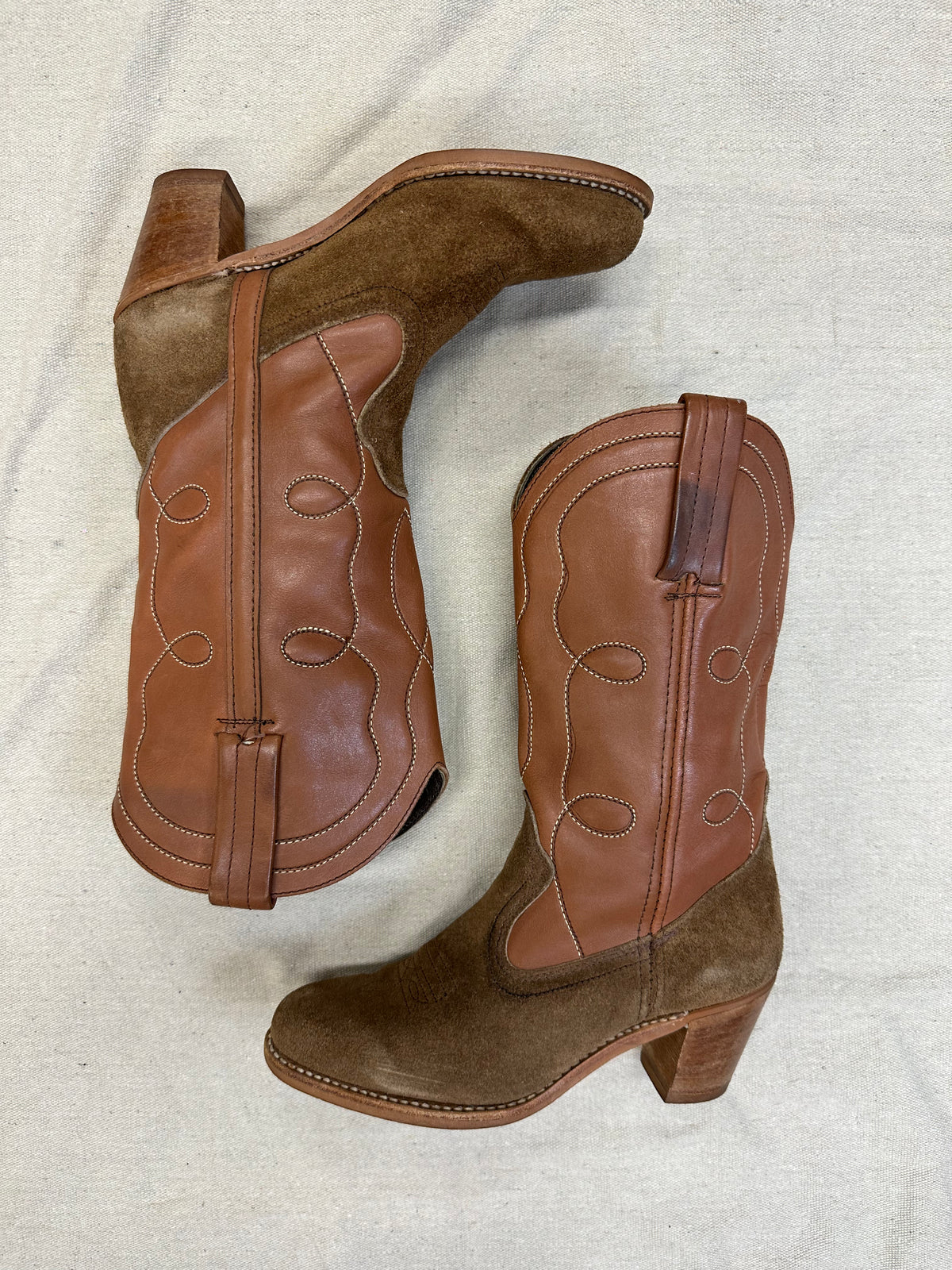 Brown Suede Toe Cowboy Boots B9