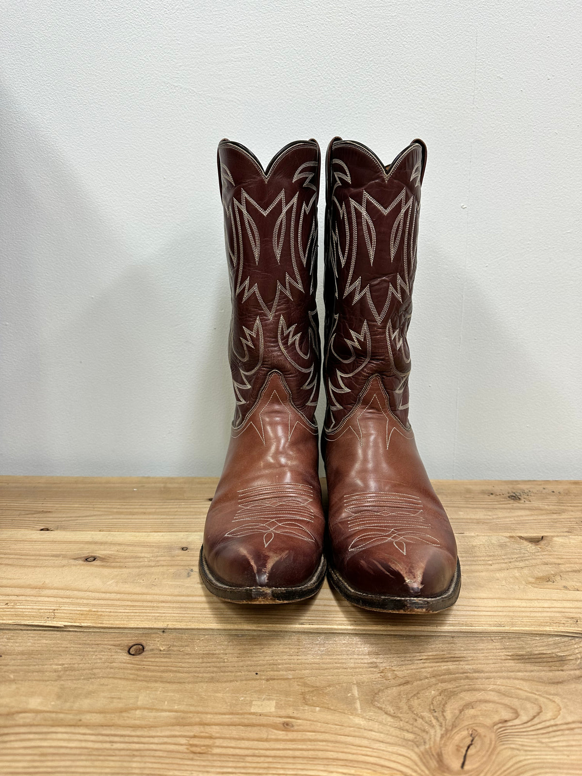 80s Brown Leather Cowboy Boots