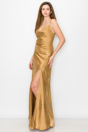 Gold Floral Maxi Dress
