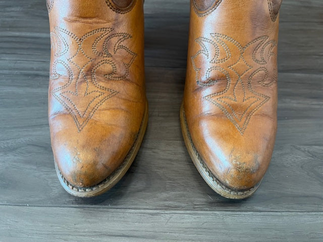 Vintage Cognac Leather Tall Cowboy Boot