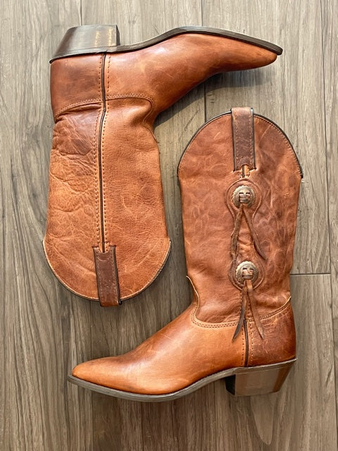 Vintage Copper Concho Cowboy Boots