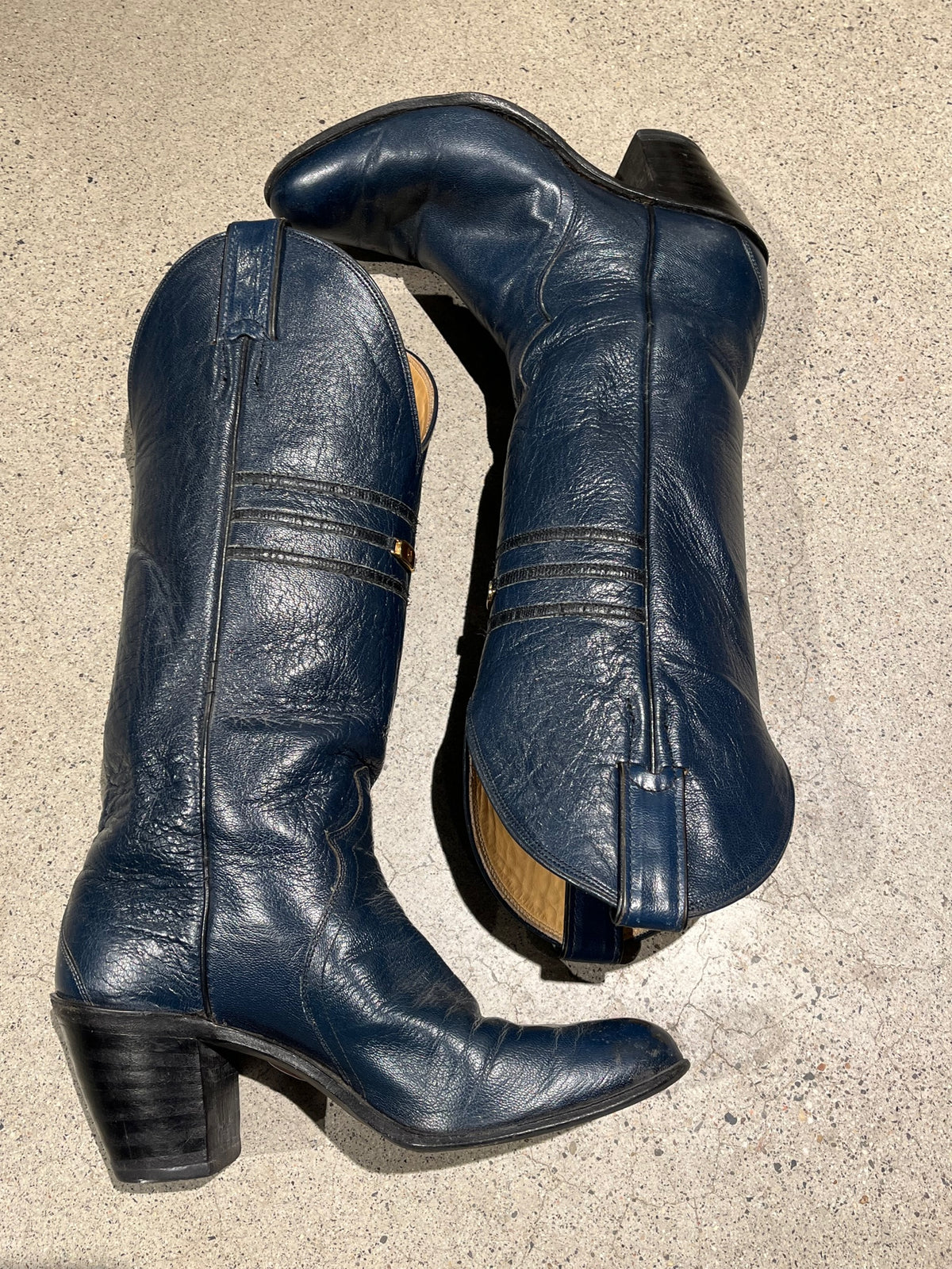 Vintage Navy Boot with Horseshoe