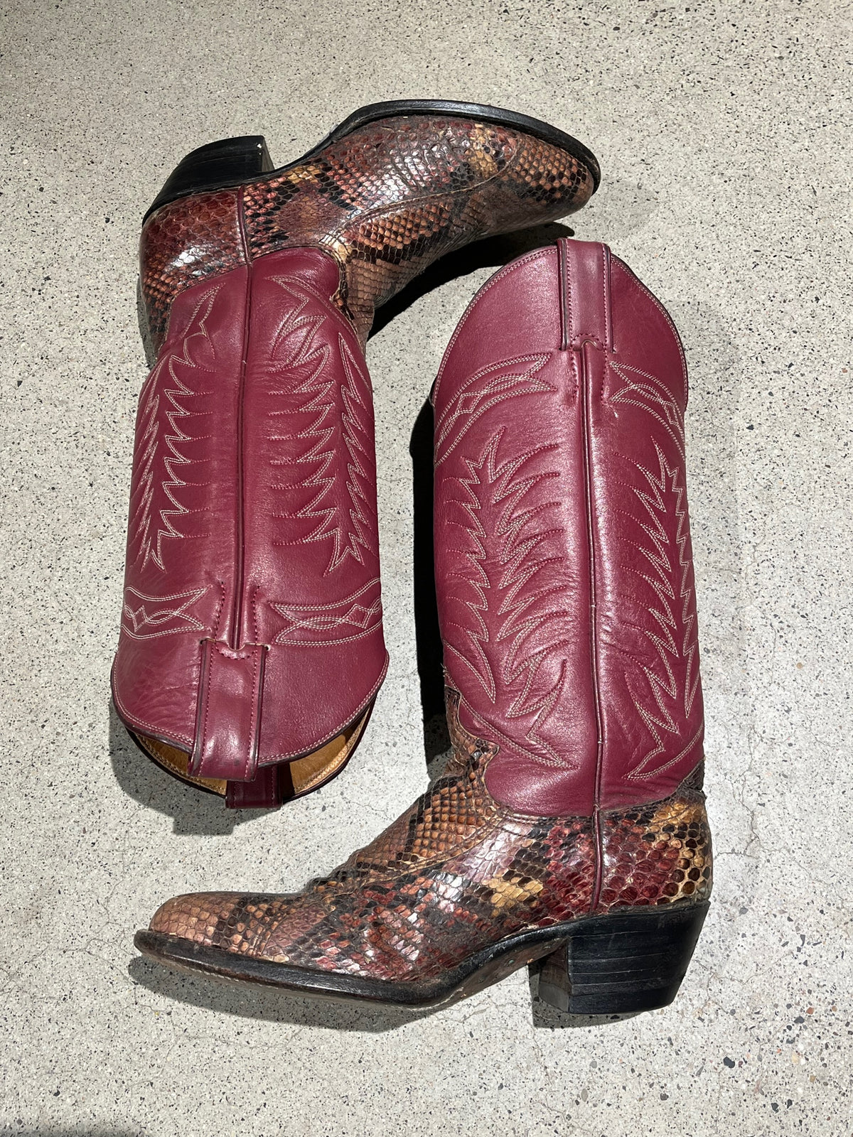 Vintage Fuschia & Exotic Bottom Cowboy Boots