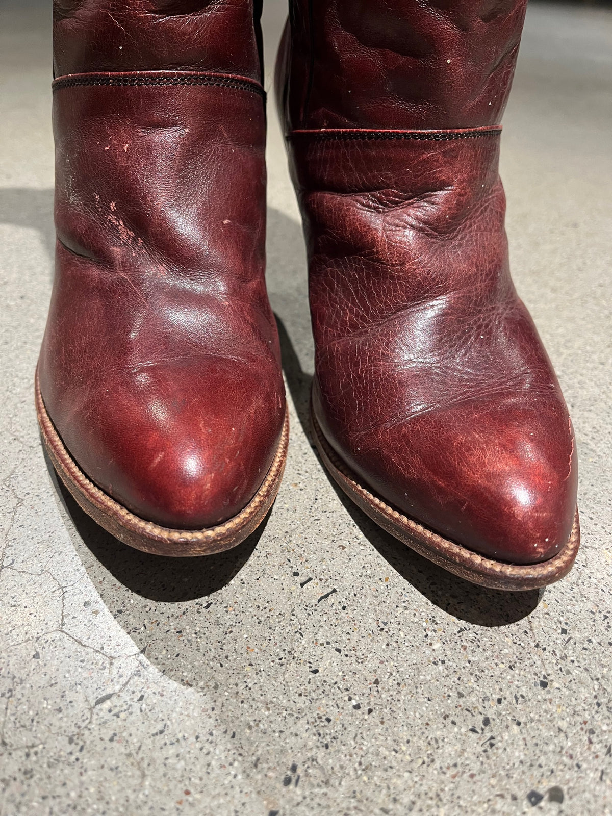 Vintage Oxblood Stacked Heel Boot