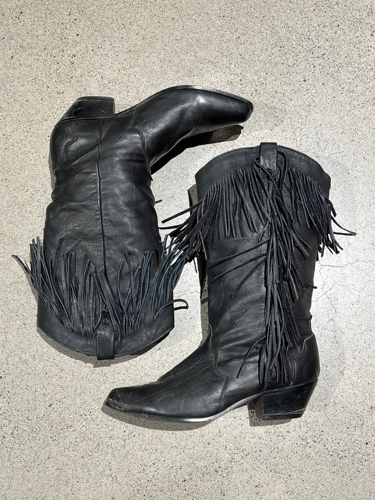 Vintage Black Fringe Cowgirl Boot