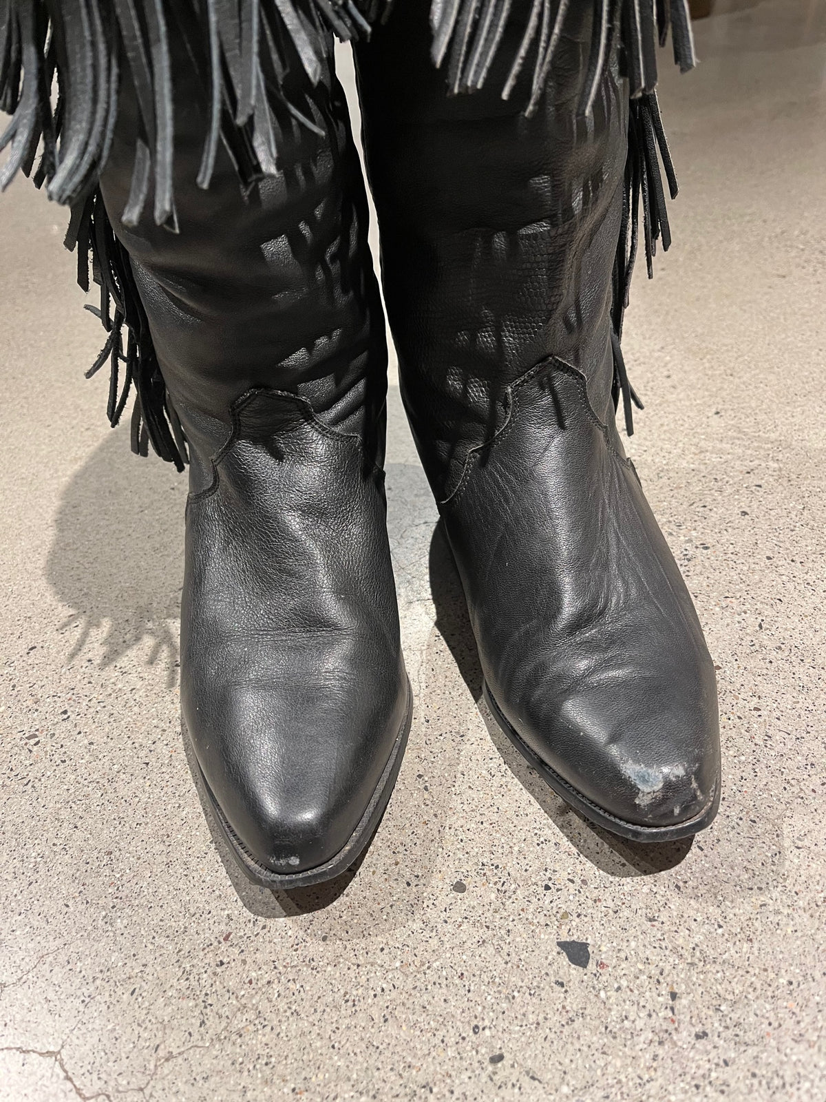 Vintage Black Fringe Cowgirl Boot