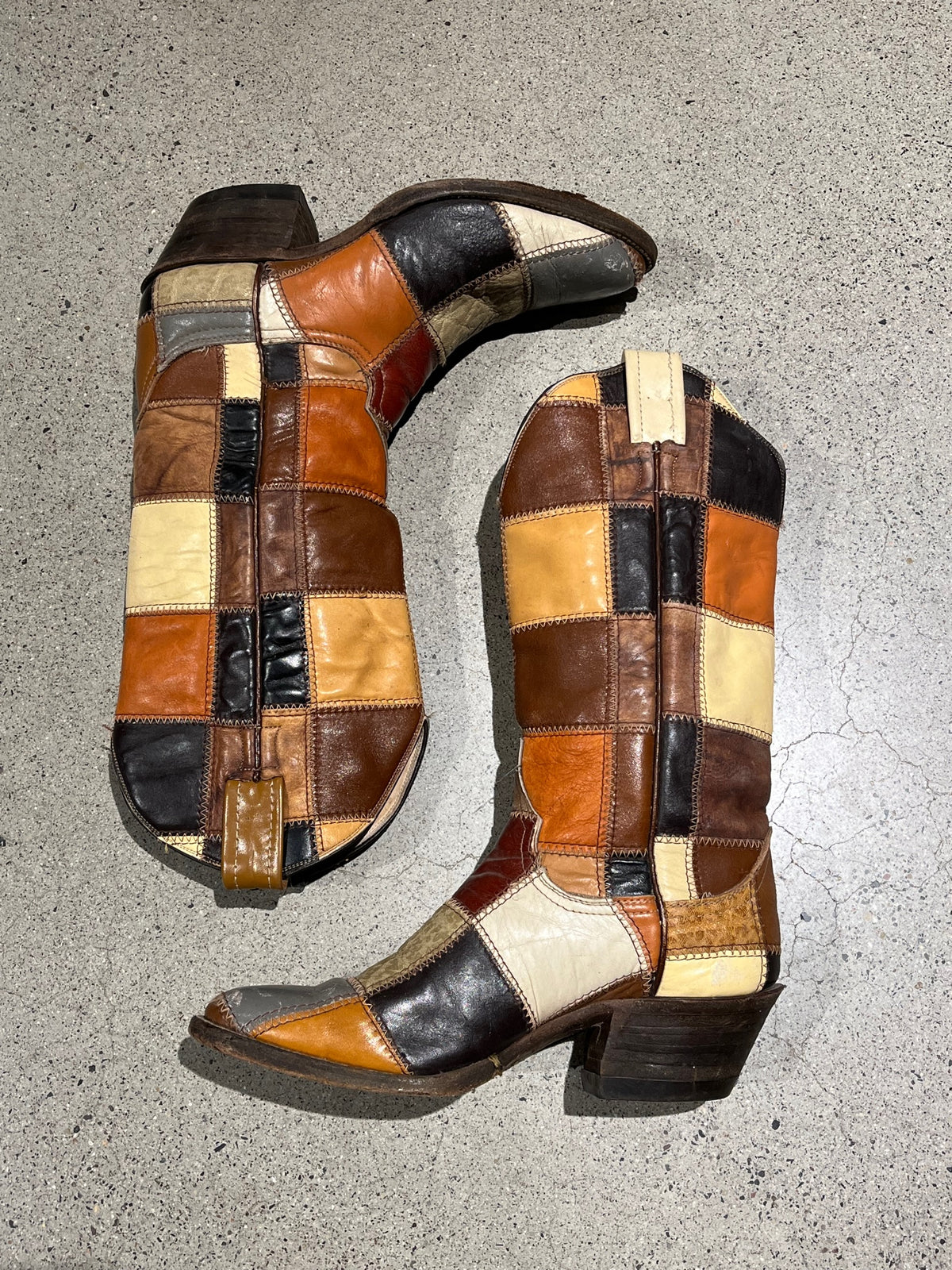 Multicolored Vintage Patchwork Cowboy Boots