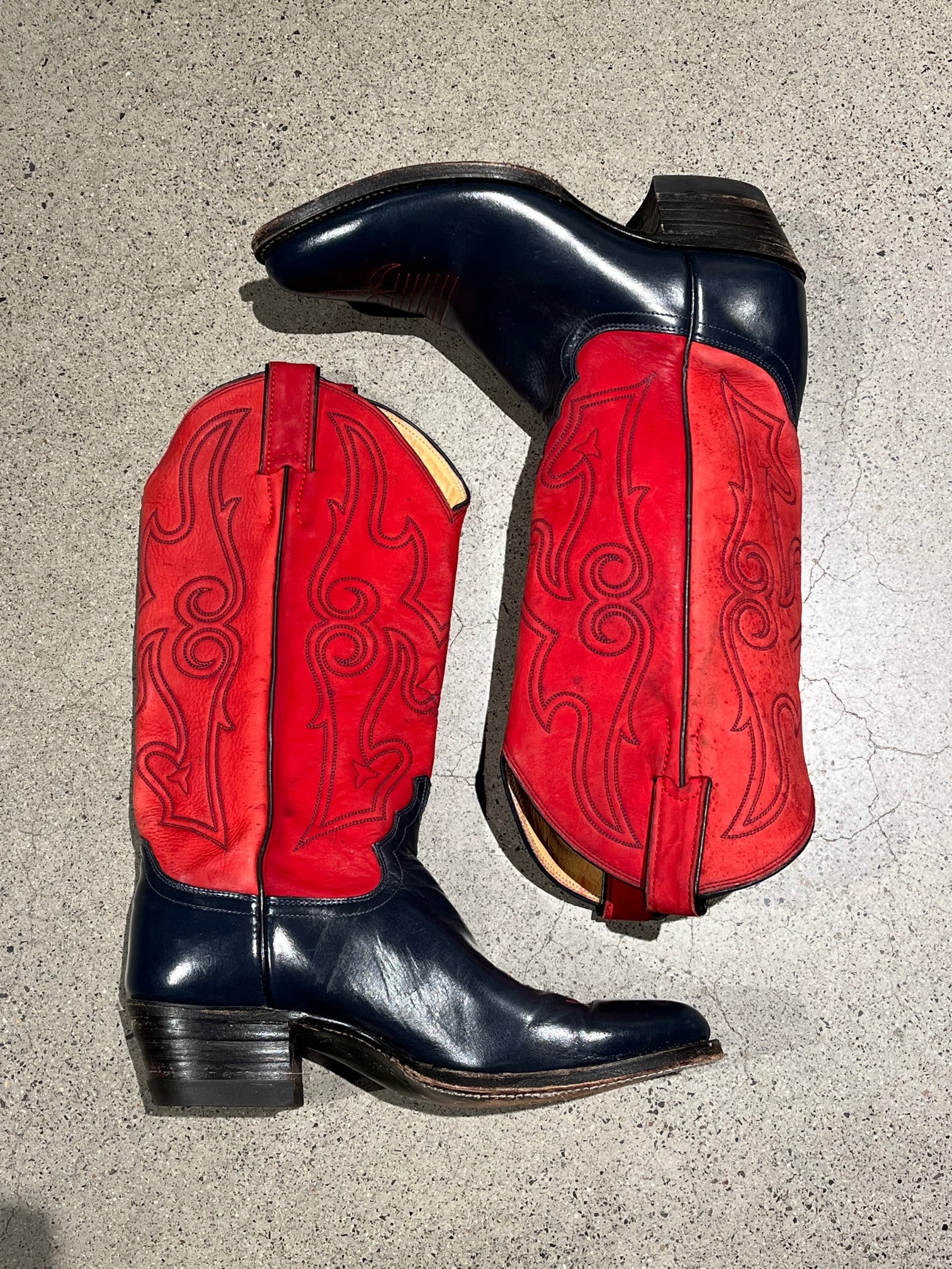 Vintage Justin Red and Dark Navy Boots