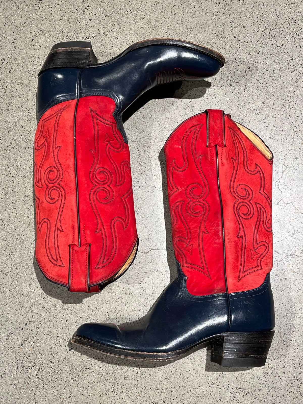 Vintage Justin Red and Dark Navy Boots