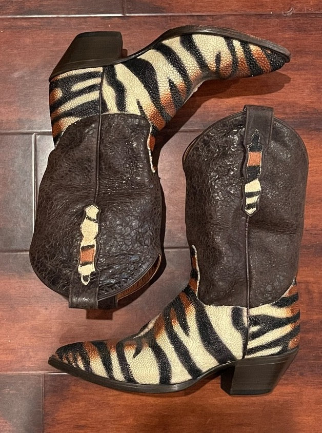 Vintage Tiger Print Exotic Rare Cowboy Boots