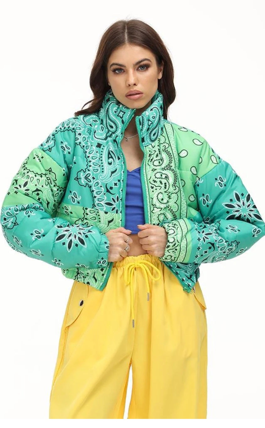 Paisley Patchwork Puffer Coat