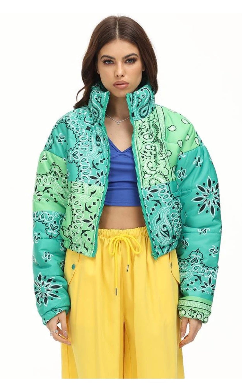 Paisley Patchwork Puffer Coat