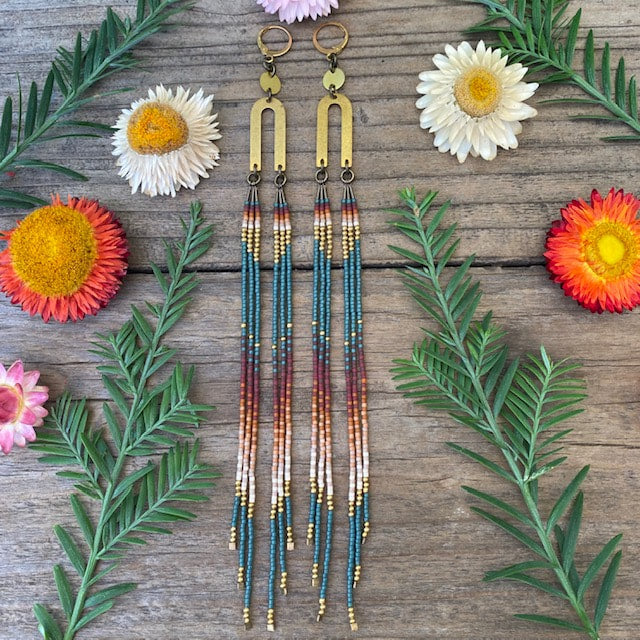 Rainbow River Bend Beaded Earrings
