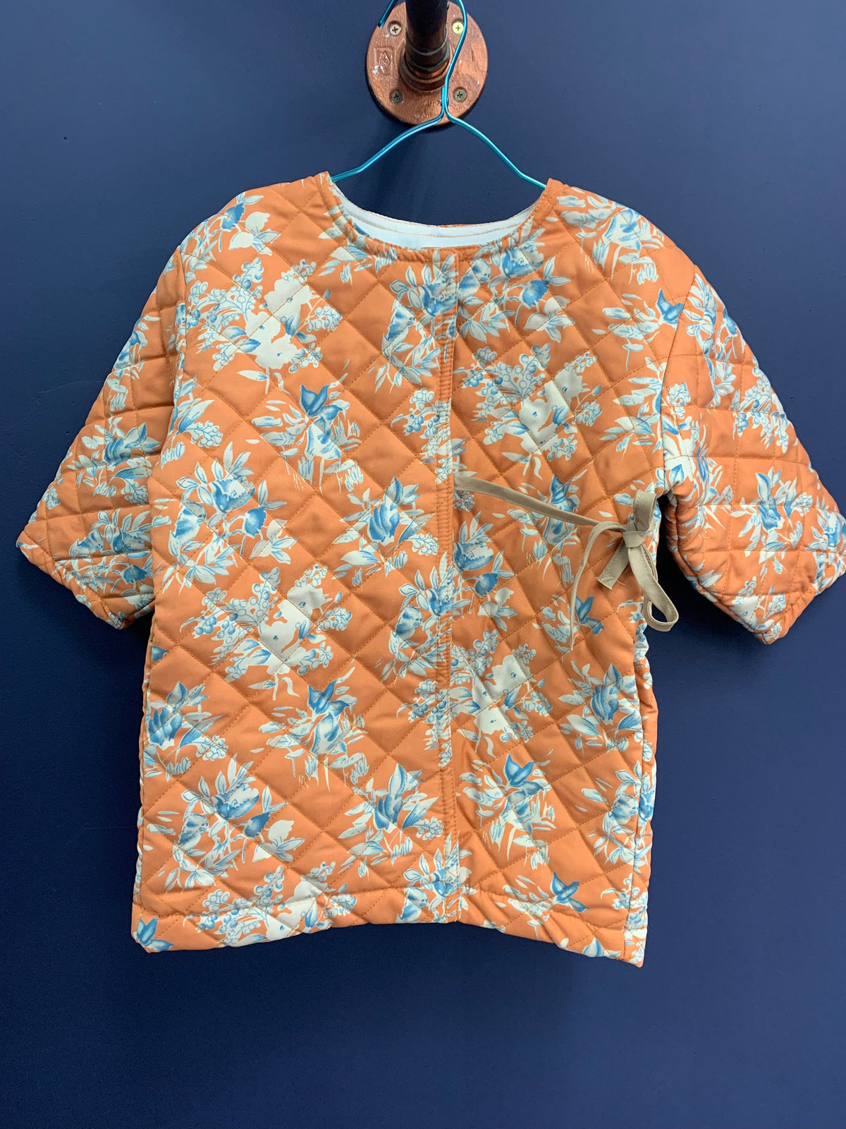 Kids Orange Floral Quilted Jacket 4Y