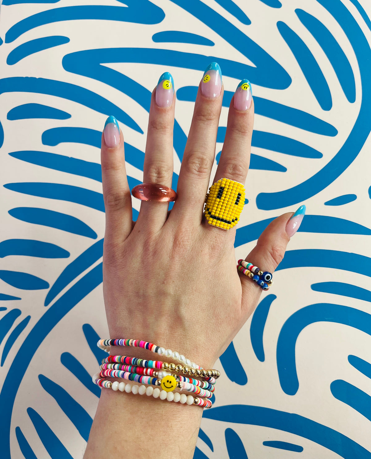 Beaded Smiley Ring