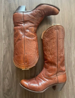 Vintage Brown With White Top Stitch Cowboy Boot